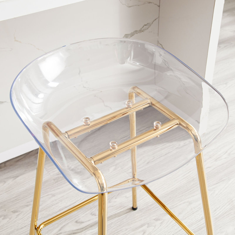 26" Counter Stool With Metal Frame, Gold