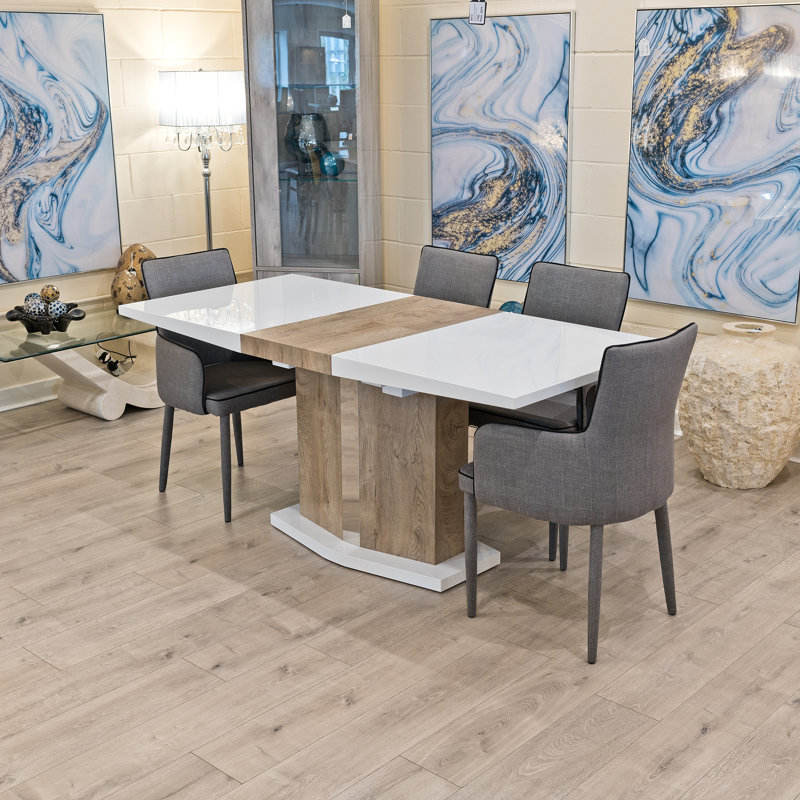 Hershel 4 - Person Butterfly Leaf Dining Set, Grey, White/Oak