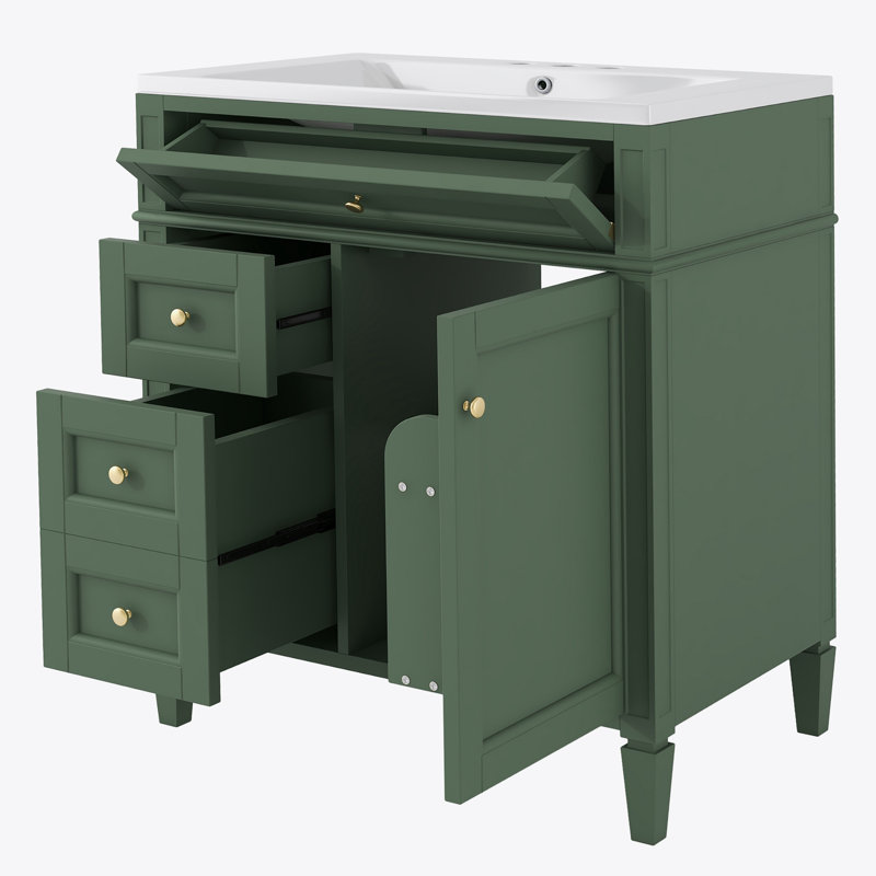 Meuble-lavabo de salle de bain 30 po avec lavabo supérieur, armoire de rangement moderne