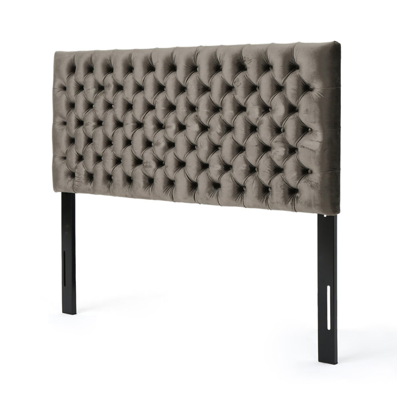 Tufted Upholstered  Headboard With Durable Metal Legs, Gray