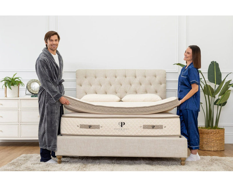 PlushBeds 4-Inch Medium Quilted Organic Mattress Topper, Queen