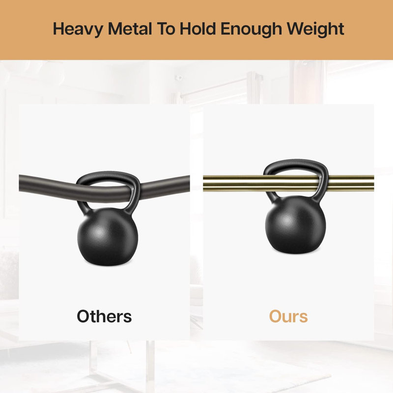 Adjustable Plain Metal Ball Curtain Rod, 120-210 Cm, Antique Brass