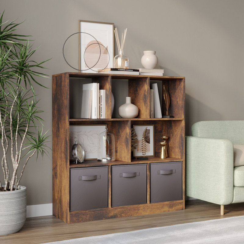 95.3cm H x 88.8cm W Cube Bookcase, Grey
