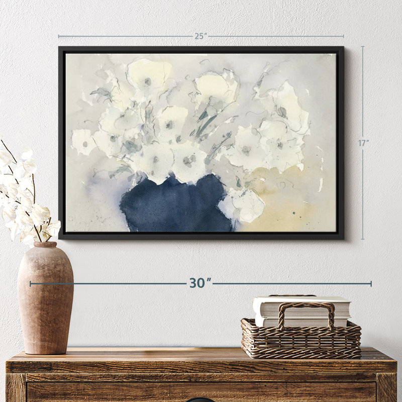 Floral and Botanical "Milky White Bouquet Canvas Print", H 17 po x l 25 po