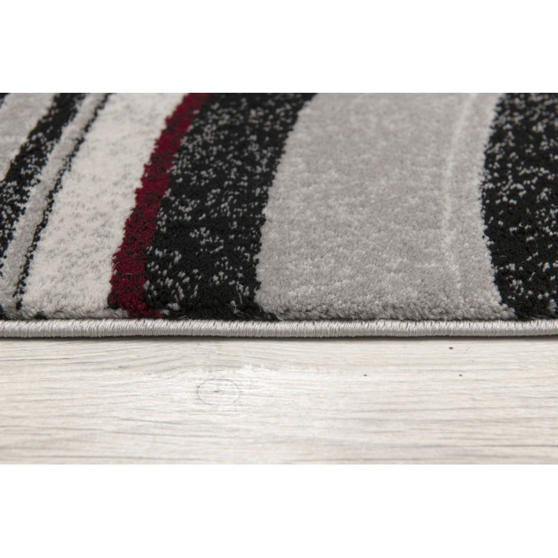 Tapis gris à motif abstrait Dillup-Jones, Rectangle 2 pi 3 po x 3 pi