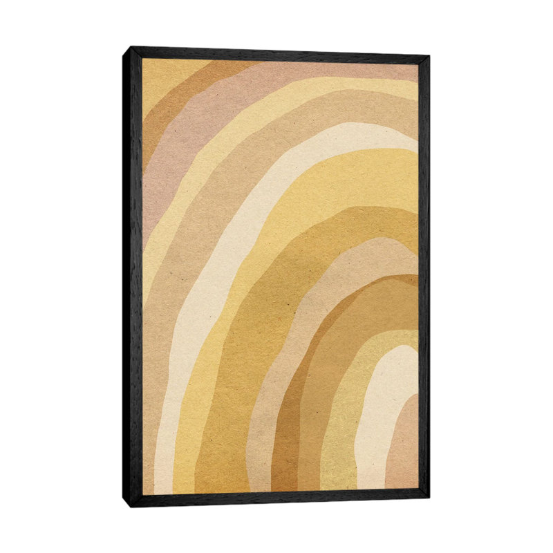 Earthy Tone Abstract Rainbow by Whales Way - Painting on Canvas, 66.04cm H x 45.72cm W x 3.81cm D, Black Framed