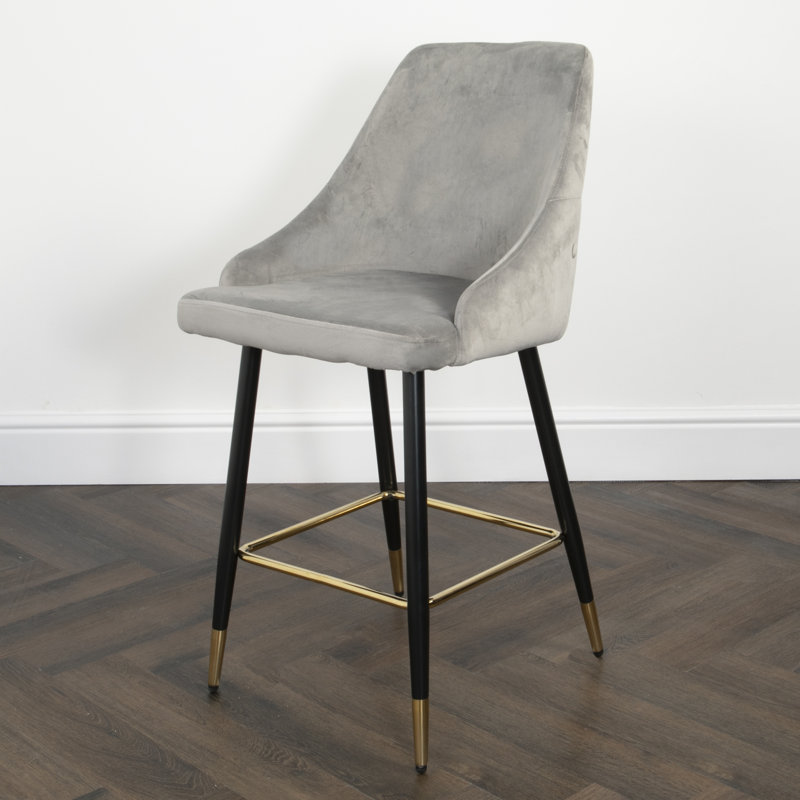 Olmitz Upholstered Counter Stool with Metal Frame, Grey