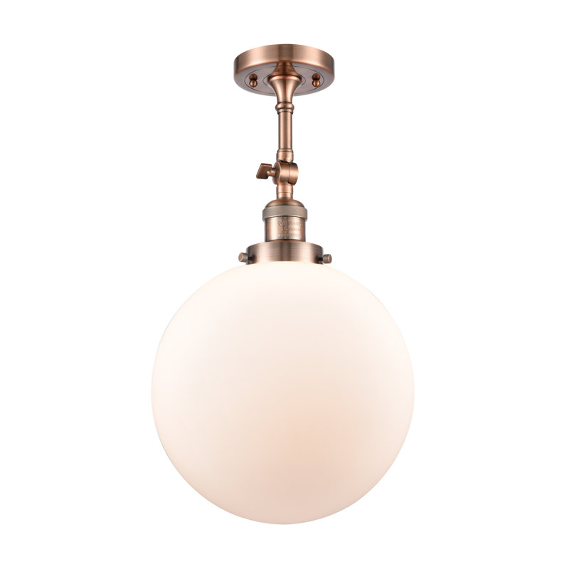 Plafonnier semi-encastré 1 lumière 12 "ciacchi, Cuivre antique, Blanc mat, Ampoule non incluse