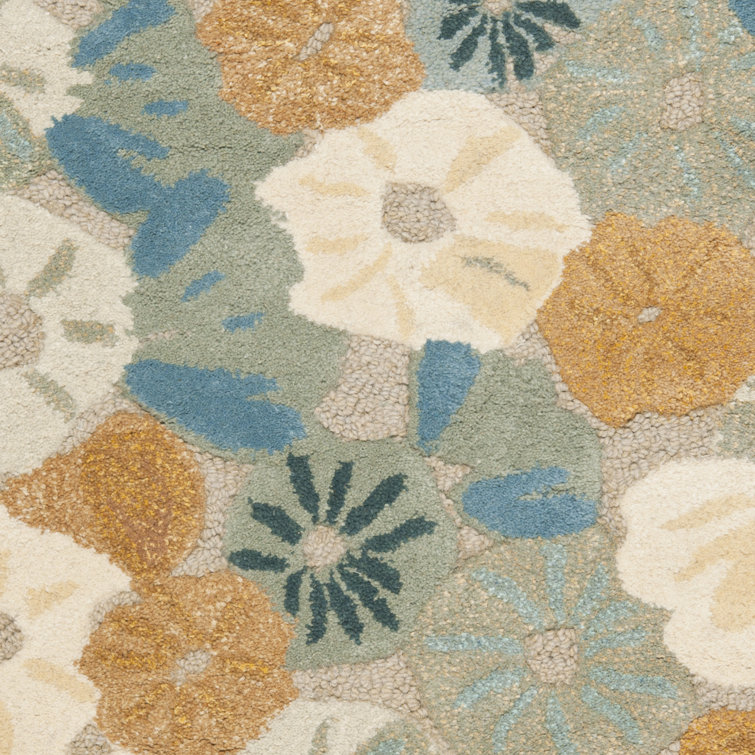 Coreatha Martha Stewart Hand Tufted Wool/Viscose Floral Rug in Brown/Blue