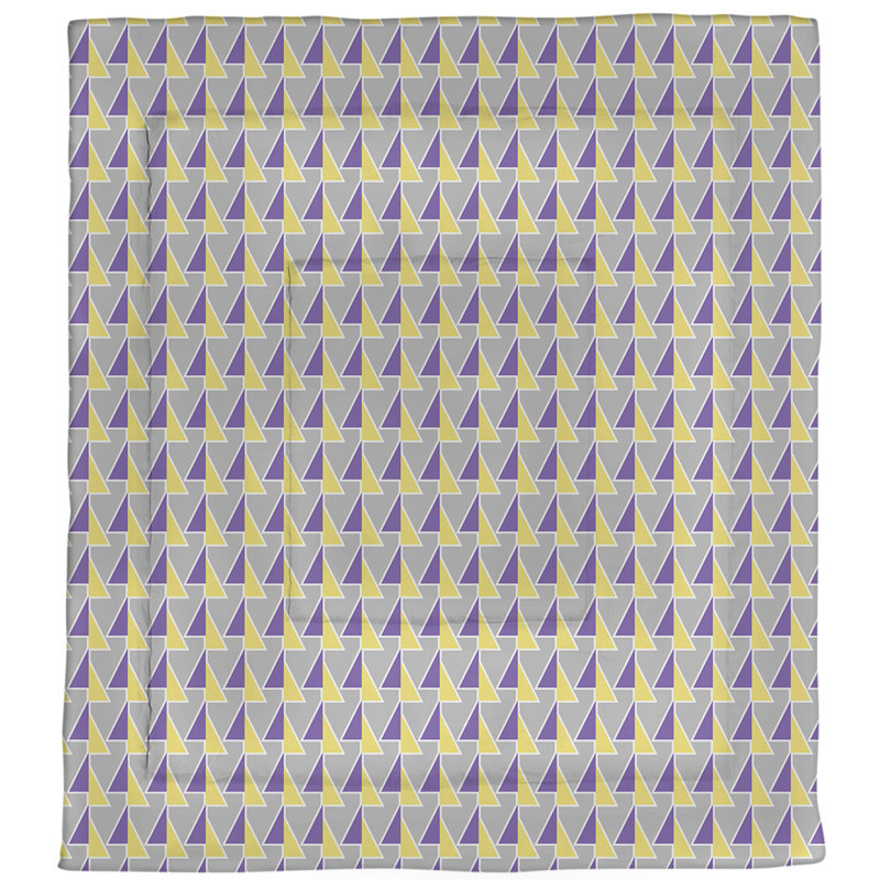 Patricia Geoffrey Polyester Geometric Shapes Comforter, King Comforter, Purple/Yellow