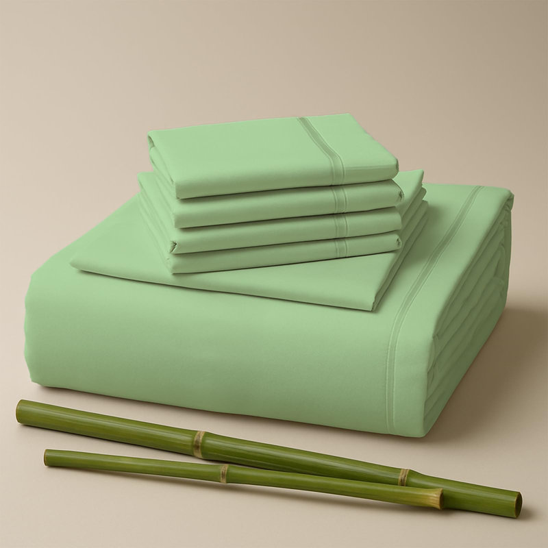 Premium Rayon From Bamboo Blend Sheet Set With Deep Pockets, Cooling and Breathable, Twin Sheet Set with 2 Pillowcases, Mint