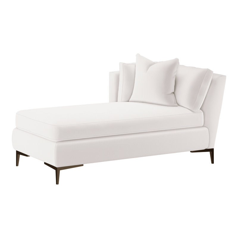Aiden Velvet Chaise Lounge, Left Hand Facing, Perigold Posh Snow, Antique Bronze