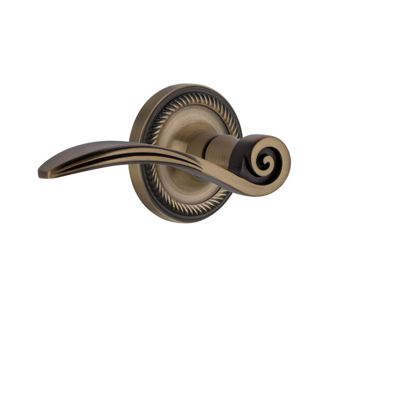 Rope Rosette Single Dummy with Swan Lever, Antique Brass, Left Handed