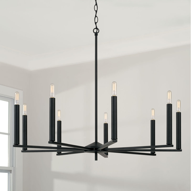 Kress 9 - Light Dimmable Modern Linear Chandelier, Matte Black