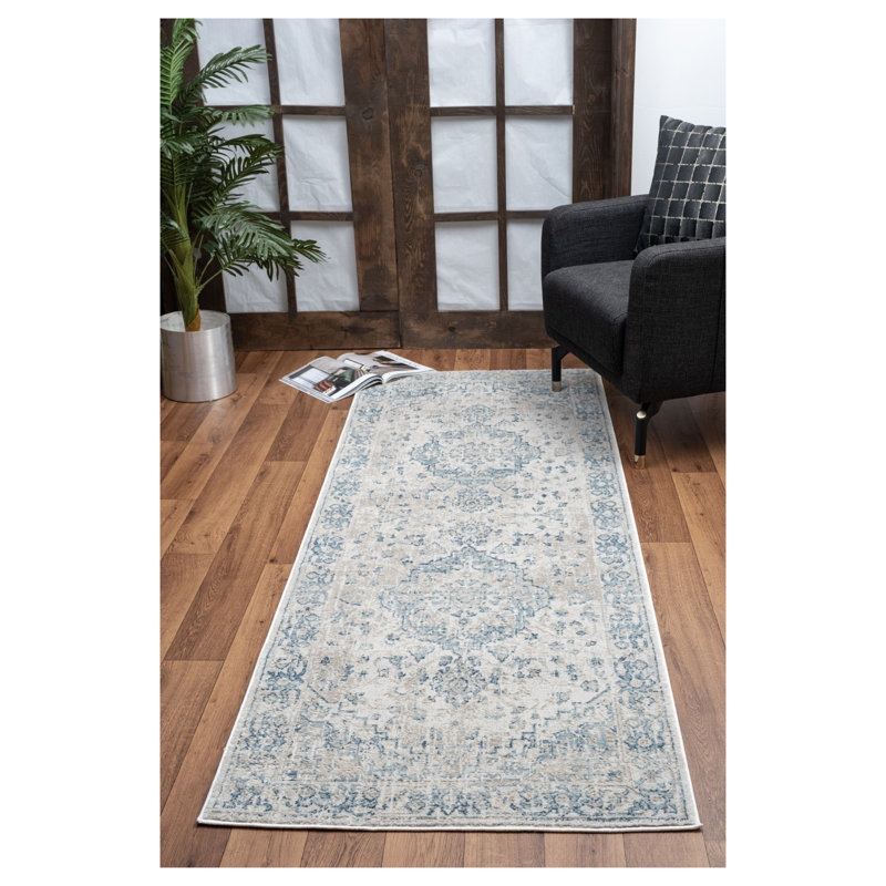 Noble Beige Traditional Medallion Area Rug, 5'3" x 7'3" Stain Resistant Polyester Rug - Kid & Pet Friendly for Living Room