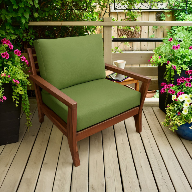 Eddie Bauer Outdoor Lounge Chair Cushion, Sunbrella Fade & Water Resistant for Outdoor Lounge Chairs & Deck Recliners, 23"W x 27"D, 5" thick; Back 24"W x 20"H, 5" thick, Reversible, Spectrum Cilantro