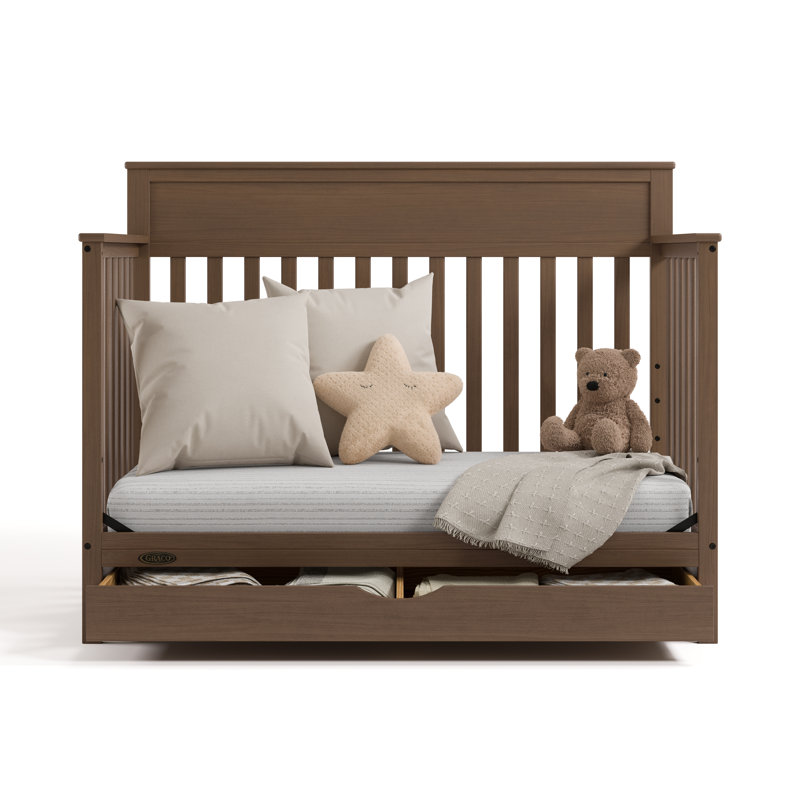 Shiloh 5-In-1 Convertible Crib With Drawer, Hazelnut