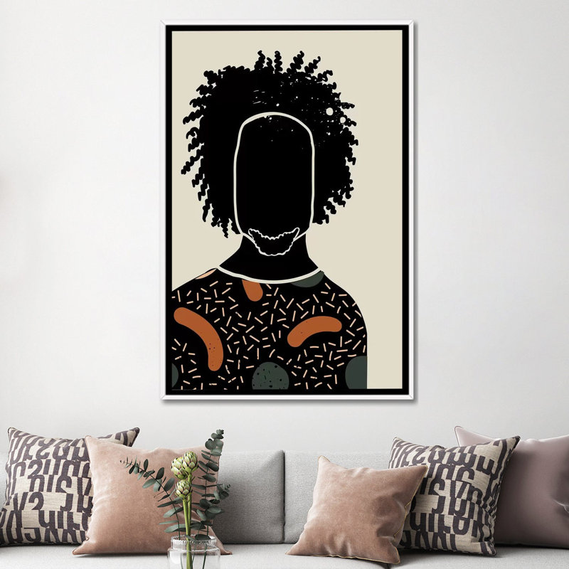 «Black Hair IX», reproduction d'impression, Pas de tapis, H 40 po x l 60 po x 1,5 po, Toile blanche encadrée