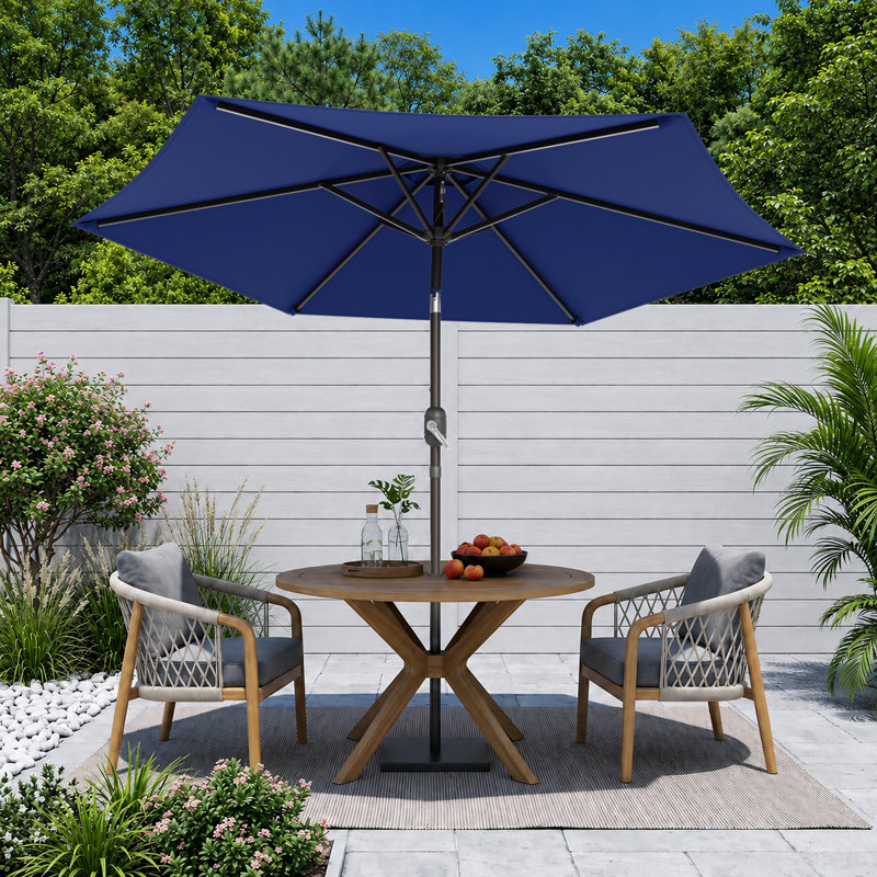 Parasol de marché hexagonal de 7,5 pi pour le marché, parasol de table d'extérieur avec bouton inclinable et manivelle, protection contre les rayons UV toutes saisons pour terrasse de jardin
