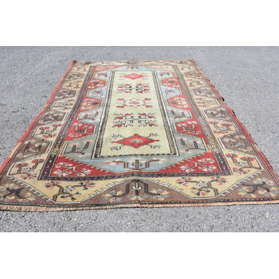 Tapis rétro, tapis de cuisine, tapis turcs, tapis décoratifs, tapis décoratif 4,1 x 5,8 pi, tapis marocains rouges