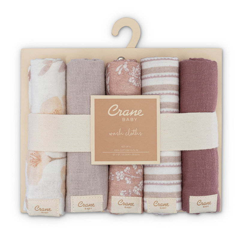 Violet 5-Piece Cotton Baby Washcloth Set