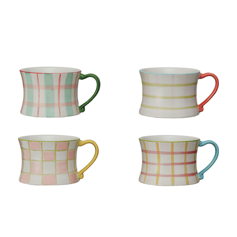 Plaid Panache Stoneware Mug Set
