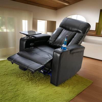 Fauteuil inclinable électrique pivotant à 330 ° - Inclinaison électrique à 160 ° - Chargeur USB caché - Plateau à 360 ° - Cuir végétalien - Éclairage ambiant?