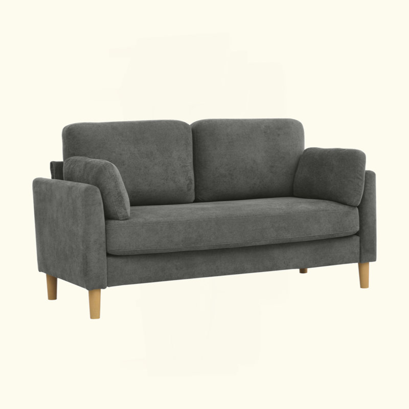 Modern Minimalist 2-Seater Sofa, Gray