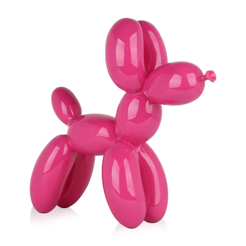 Dog Balloon Large Resin Statue, Pink, 27cm H x 26cm W x 9.5cm D