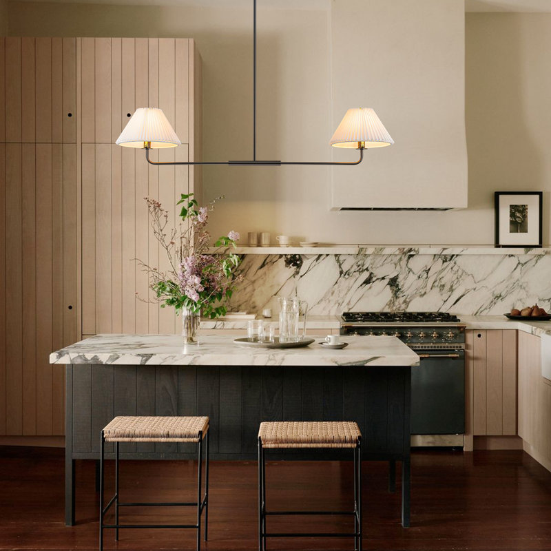 Luminaire suspendu pour îlot de cuisine 2 lumières Kelsey, Noir mat