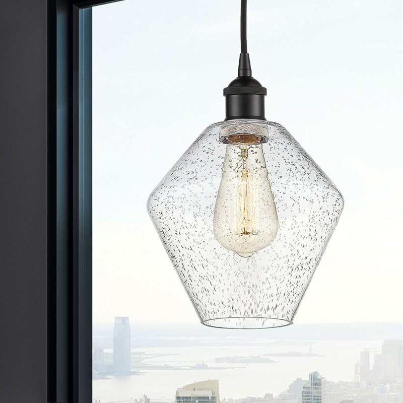 Luminaire suspendu simple à 1 lumière Gabbie, Noir mat