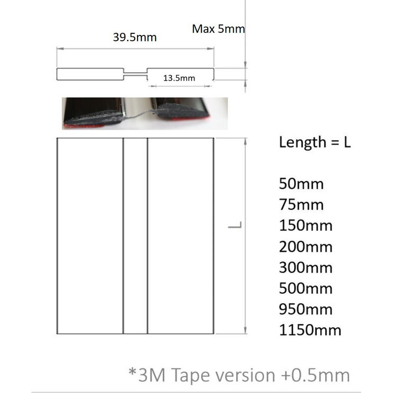 3x 300mm Black Low Profile Flex hinges, Fexible Living Hinges, Plexiglass, Continuous Acrylic Piano Hinges