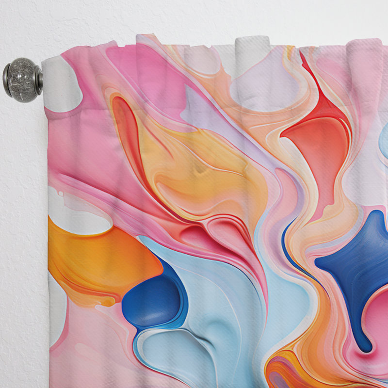 Elchanan Colorful Fluid Abstract Liquid Ink II - Modern Curtain - Velvet Room Darkening - 1 panel, 52" W x 95" L