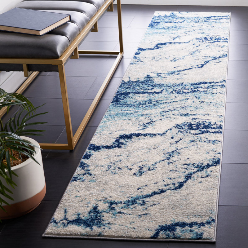 Tapis ivoire / bleu Haviland 276, Tapis de couloir 2 pi x 9 pi