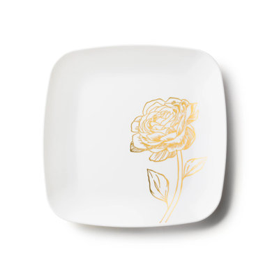 Disposable White Square Plastic Plates 7 inches- Peony