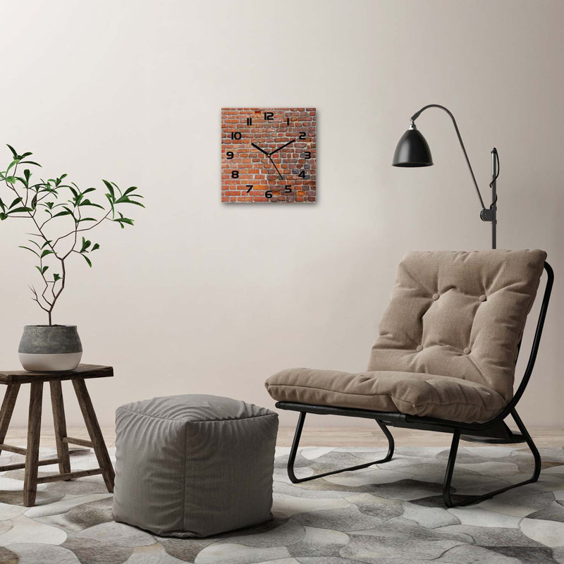 Glass Wall Clock, Black/Rust/Grey