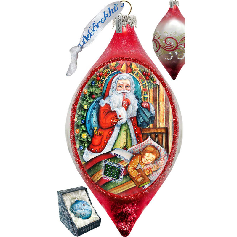 Holiday 3.5'' Handmade Glass Hanging Figurine Ornament