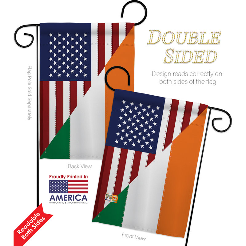 Ensemble de drapeaux décoratifs en polyester à 2 faces american irish friendship impressions