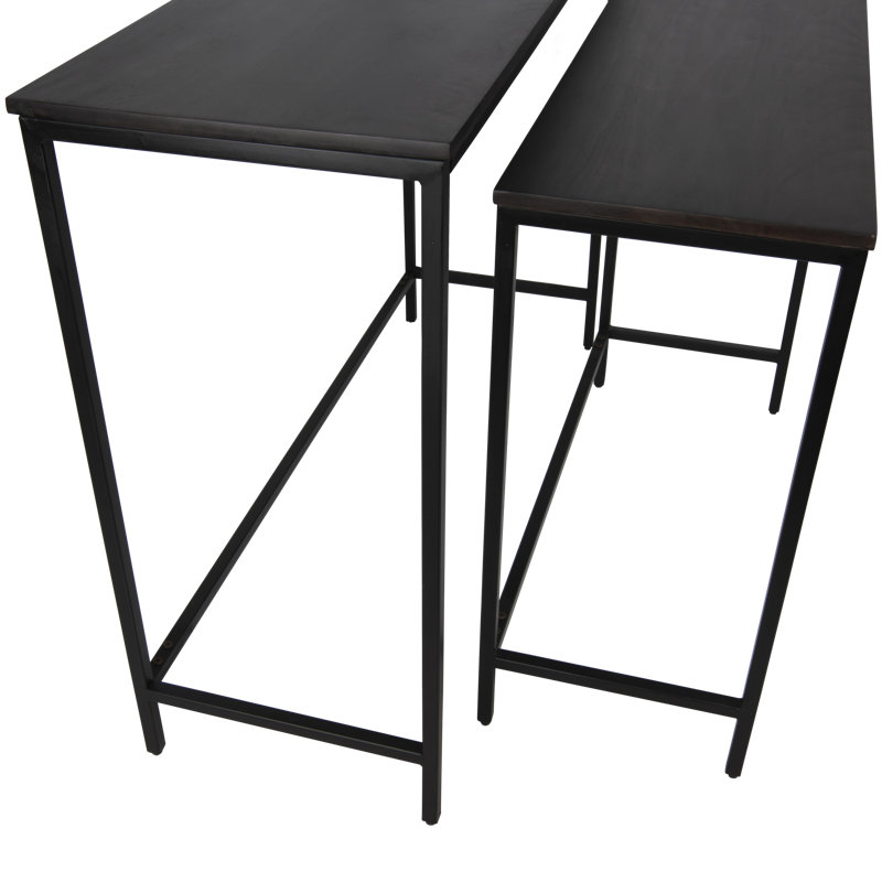 Tables gigognes en chêne et en acacia, Brun