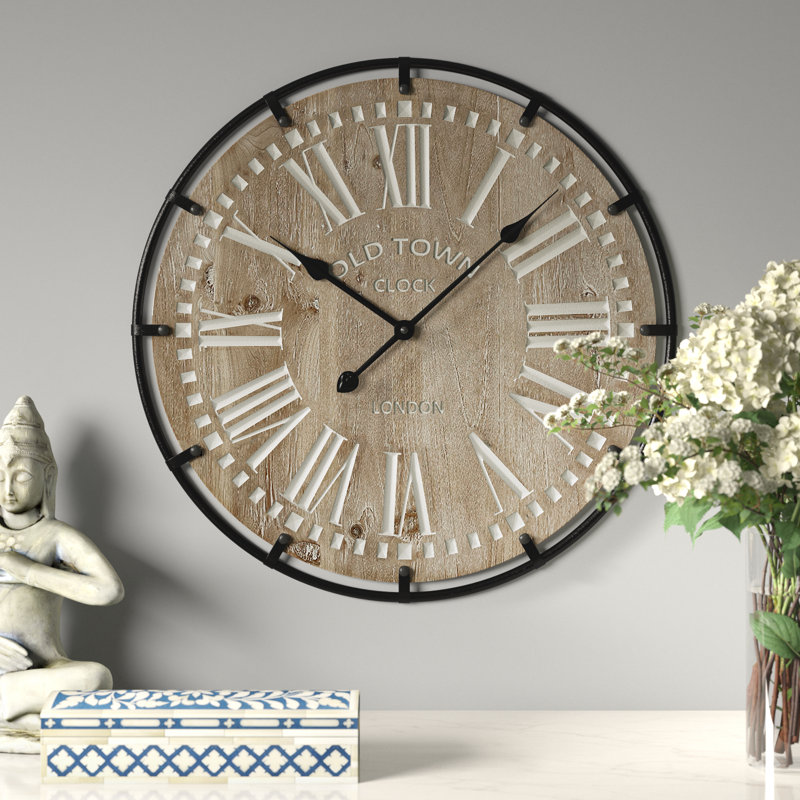 Marcella Round Wood Farmhouse Style Wall Clock