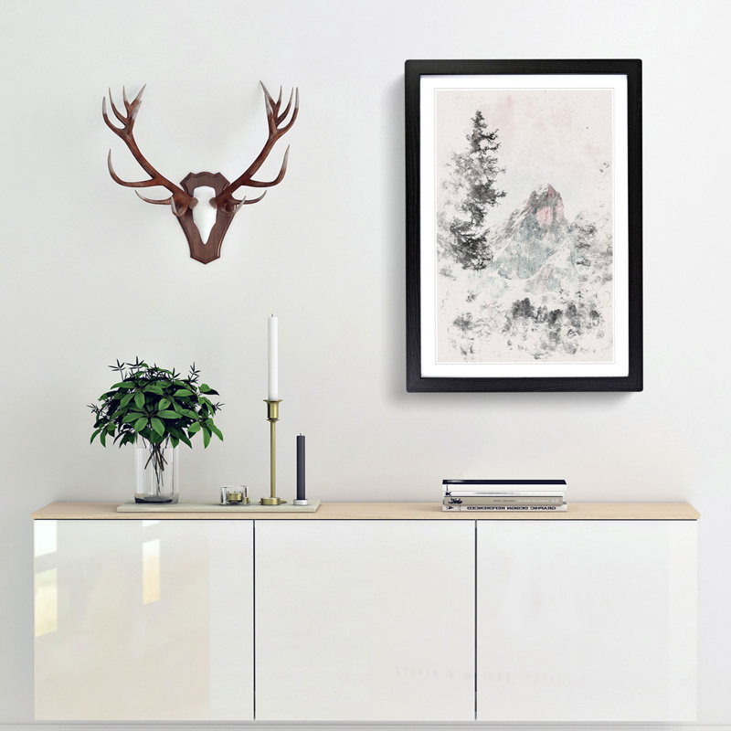 Mountain Peak - Picture Frame Painting Print, 63cm H x 45cm W x 2cm D, Black Framed