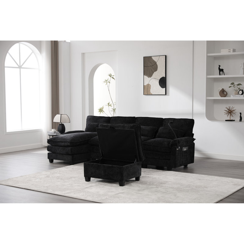 Canapés modulaires rembourrés et confortables, Noir