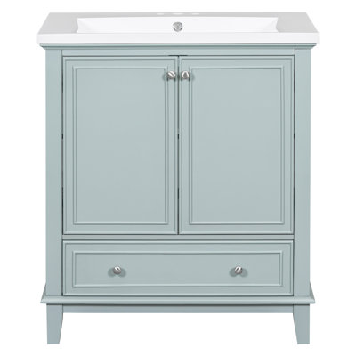 30" Bathroom Vanity With Sink Combo, Multi-Functional Bathroom Cabinet With Doors And Drawer, Solid Frame And MDF Board