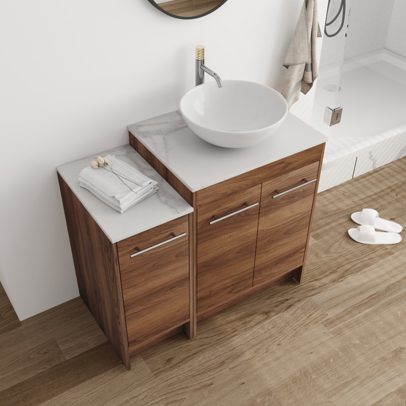 Meuble-lavabo simple 35,74 po avec plateau en pierre Anneke