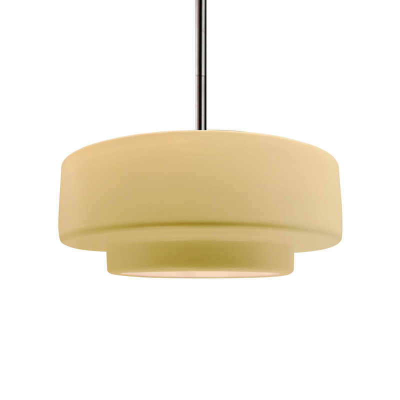 Luminaire suspendu à 1 lumière Meydan, Jaune atténué, H 5,25 po x l 14,5 po x P 14,5 po, Nickel brossé