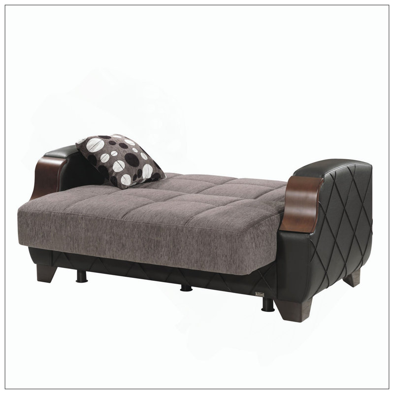 Causeuse convertible rembourrée avec rangement, Grey Chenille