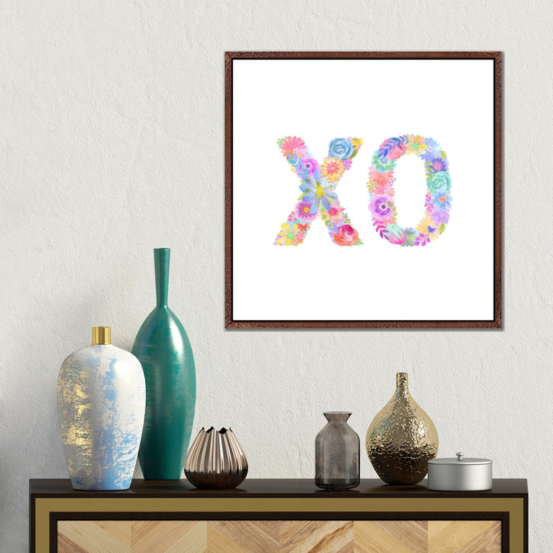 Floral XO by Stephanie Corfee - Gallery-Wrapped Canvas Giclée on Canvas, 45.72 cm H x 45.72 cm W, Classic Wood Framed
