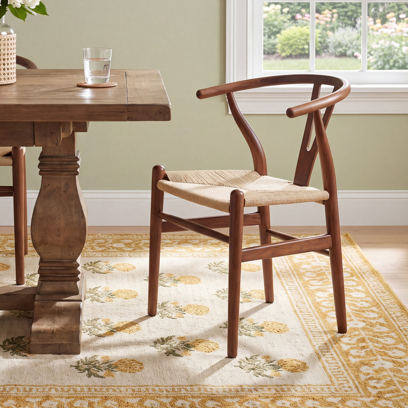Wyn Dining Armchair, Walnut / Natural, 1