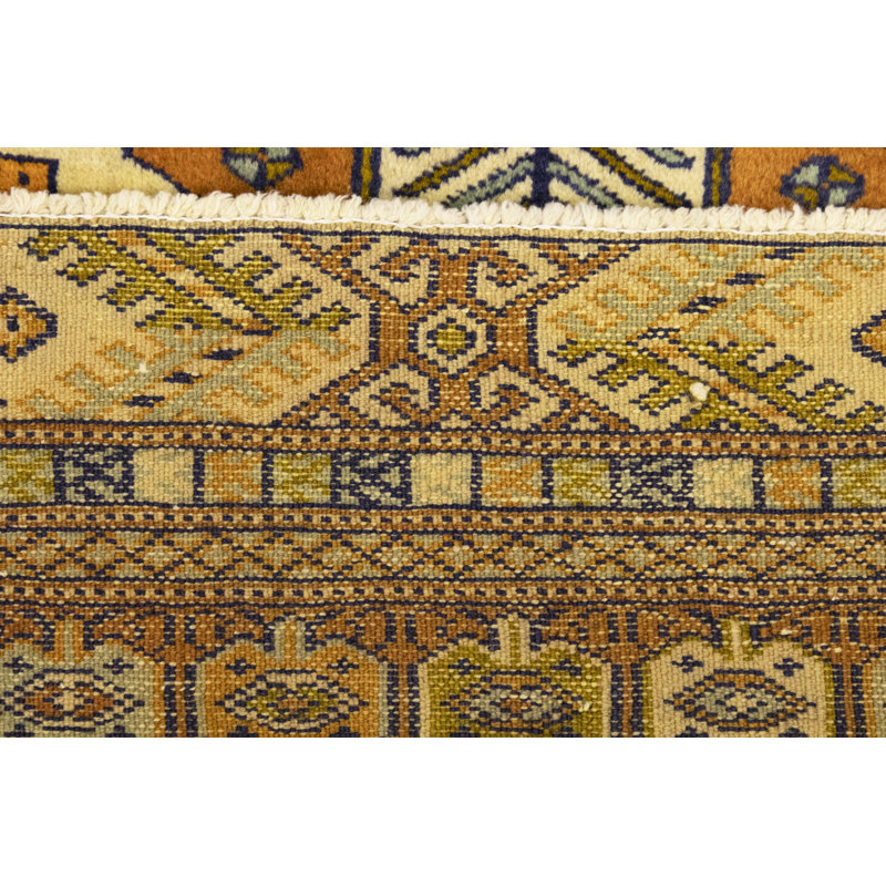 Tapis rectangulaire unique en laine noué à la main de style prune de 6 pi 3 po x 4 pi 8 po Tannim