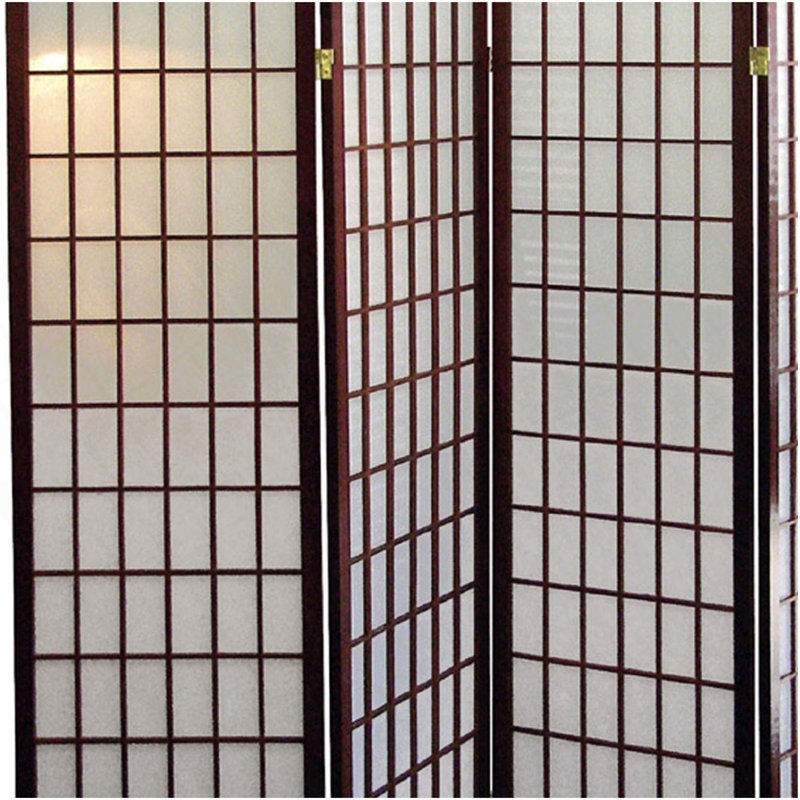 Paravent de 70 pouces de hauteur à 4 panneaux de style japonais avec finition cerisier, Cerisier